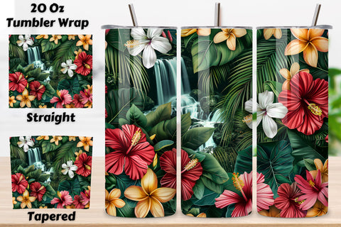 3D Spring Garden Landscape Tumbler Wrap, Seamless Floral Sublimation FloridPrintables 