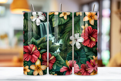 3D Spring Garden Landscape Tumbler Wrap, Seamless Floral Sublimation FloridPrintables 
