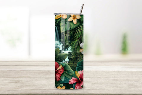 3D Spring Garden Landscape Tumbler Wrap, Seamless Floral Sublimation FloridPrintables 