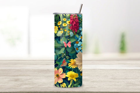 3D Spring Garden Tumbler Art, Floral Spring 3D Seamless PNG Sublimation FloridPrintables 
