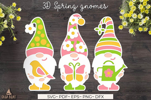 3d Spring gnomes layered svg | Welcome spring sign SVG Olga Boat Design 