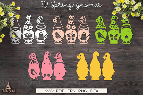 3d Spring gnomes layered svg | Welcome spring sign SVG Olga Boat Design 