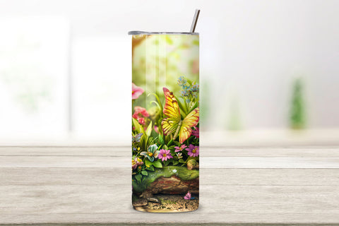 3D Spring Landscape Tumbler Sleeve, Wildflower Wonderland, Seamless Spring Wildflowers Field Watercolour 20 oz Skinny Tumbler Wrap For Sublimation | Spring Delicate Wildflowers Landscape Watercolour Sublimation FloridPrintables 
