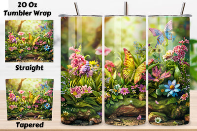 3D Spring Landscape Tumbler Sleeve, Wildflower Wonderland, Seamless Spring Wildflowers Field Watercolour 20 oz Skinny Tumbler Wrap For Sublimation | Spring Delicate Wildflowers Landscape Watercolour Sublimation FloridPrintables 