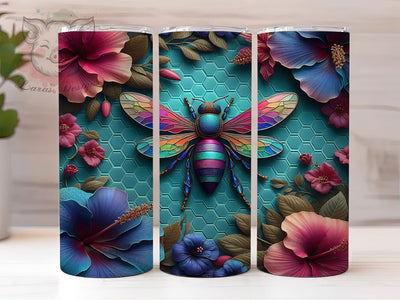 3D Spring Nature Bee 20oz Tumbler, Bees Theme, Nature Tumbler, 20oz Wrap, Sublimation Design, Spring Style, PNG File Sublimation Lara' s Designs 