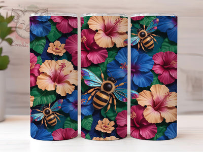 3D Spring Nature Bee 20oz Tumbler, Bees Theme, Nature Tumbler, 20oz Wrap, Sublimation Design, Spring Style, PNG File Sublimation Lara' s Designs 