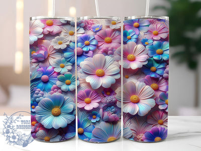 3D Spring Seasonal Floral 20oz Tumbler, Spring Theme, Floral Tumbler, 20oz Wrap, Sublimation Design, Seasonal Style, PNG File Sublimation ToriDesigns 