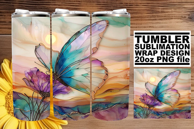 3D Spring Tumbler Wrap Butterfly Sublimation afrosvg 