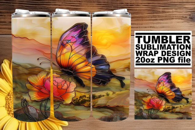 3D Spring Wrap Butterfly Tumbler Sublimation afrosvg 