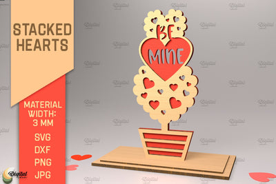 3D Stacked Hearts. Valentine's Layered Laser Cut SVG Evgenyia Guschina 