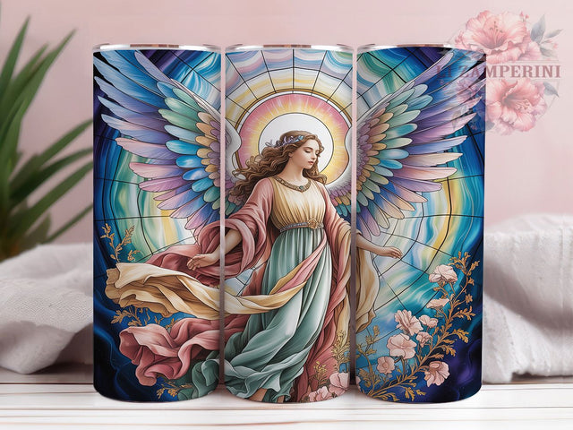 3D Stained Glass Angel Tumbler, Colorful Angel Wrap, Holy Angelic Sublimation, 20oz Angel Tumbler, Vibrant Stained Glass Art, Spiritual Angel Mug, Whimsical Angel Cup Sublimation Li Zamperini 