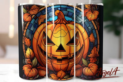 3d stained glass pumpkin / autumn tumbler / Halloween png Sublimation Angelina Semenova 