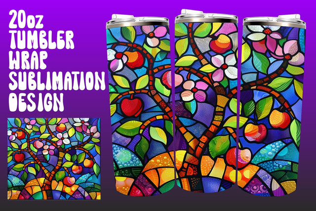 3D Stained Glass Tumbler Wrap 20oz Art PNG Sublimation afrosvg 