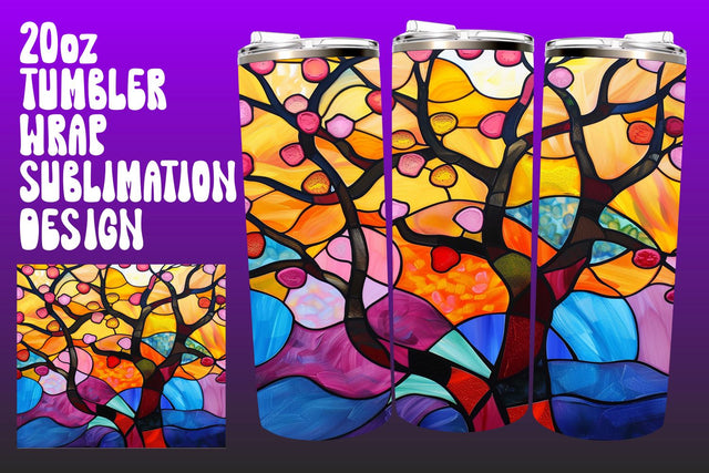3D Stained Glass Tumbler Wrap 20oz PNG Sublimation afrosvg 