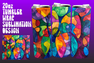 3D Stained Glass Wrap Design PNG Sublimation afrosvg 