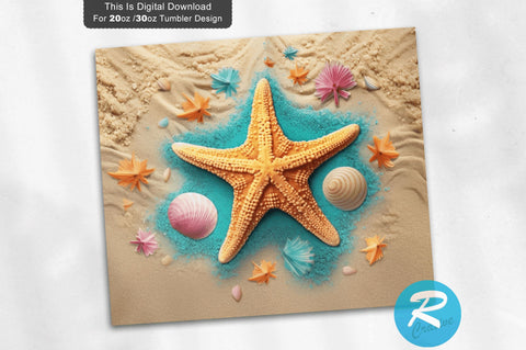 3D Starfish Summer Beach 20 Oz Tumbler Warp Sublimation Regulrcrative 