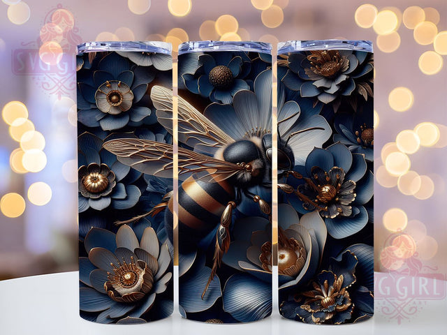 3D Steampunk Bee Tumbler, 3D Metal Wrap, 20oz Tumbler Sublimation, Industrial Honeybee Design, Rustic Insect Sublimation, Steampunk Bee Tumbler, Metallic Nature Wrap Sublimation SvggirlplusArt 