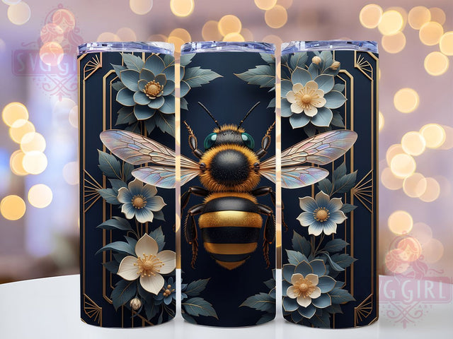 3D Steampunk Bee Tumbler, 3D Metal Wrap, 20oz Tumbler Sublimation, Industrial Honeybee Design, Rustic Insect Sublimation, Steampunk Bee Tumbler, Metallic Nature Wrap Sublimation SvggirlplusArt 