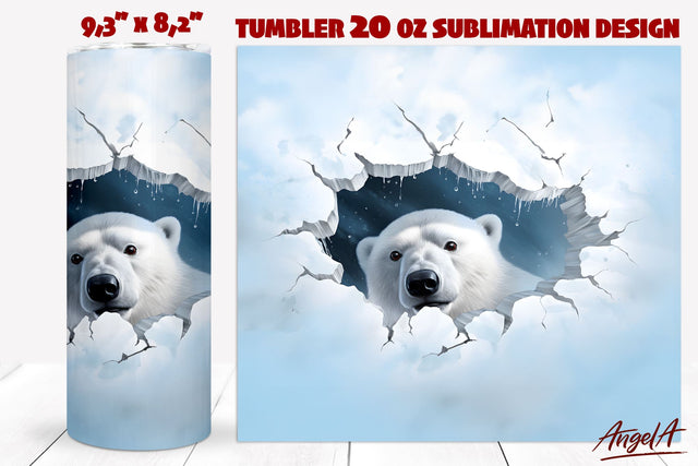 3d sublimation animal tumbler wrap / polar bear face png Sublimation Angelina Semenova 