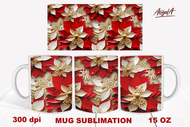 3d sublimation christmas mug / christmas fowers poinsettia Sublimation Angelina Semenova 