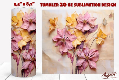 3D sublimation flower / pink flowers PNG / floral tumbler Sublimation Angelina Semenova 