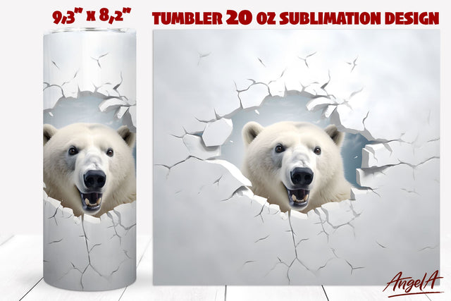 3d sublimation tumbler wrap / bear tumbler / polar bear png Sublimation Angelina Semenova 