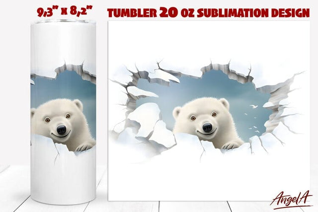 3d sublimation tumbler wrap / bear tumbler / polar bear png Sublimation Angelina Semenova 