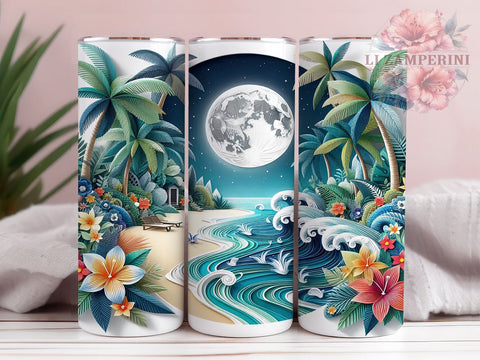 3D Summer Beach 20oz Tumbler Wrap PNG, 3D Summer Tumbler Png, Straight & Tapered Tumbler Wrap, Instant Digital Download Sublimation Li Zamperini 