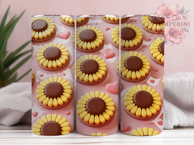 3D Sunflower Heart Tumbler, 3D Puffy Style, Floral Theme, Cute Romantic Design, Vibrant Colors, 20Oz Tumbler, Sublimation Wrap Sublimation Li Zamperini 