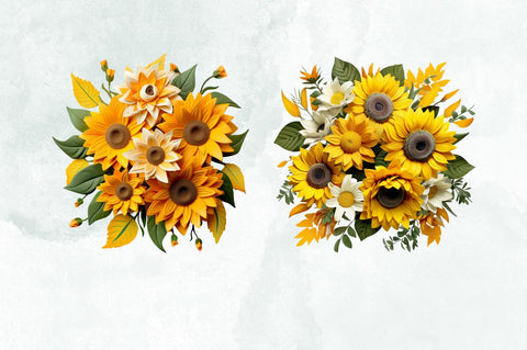 3D Sunflower Sublimation Clipart Bundle Sublimation Designangry 