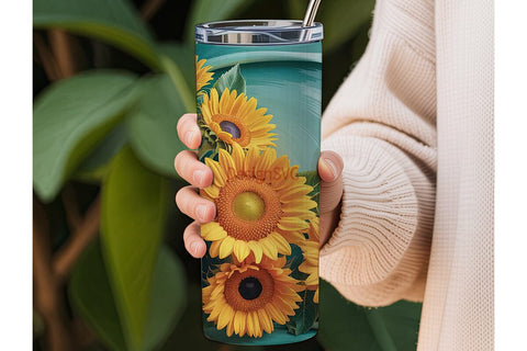 3D Sunflower Tumbler Wrap Sublimation DesignSVG 