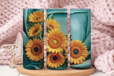 3D Sunflower Tumbler Wrap Sublimation DesignSVG 