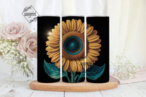 3D Sunflower Tumbler Wrap Sublimation sassyprint 
