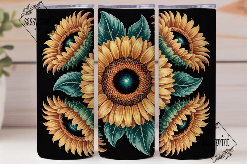 3D Sunflower Tumbler Wrap Sublimation sassyprint 