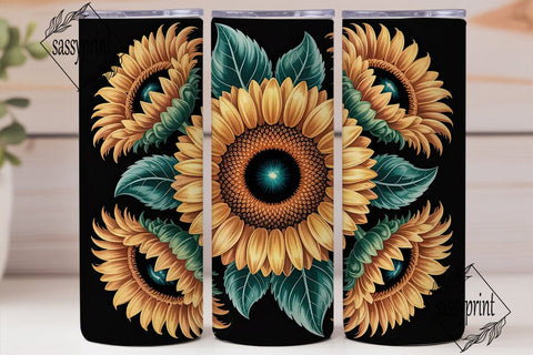 3D Sunflower Tumbler Wrap Sublimation sassyprint 