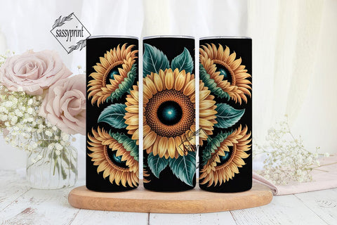 3D Sunflower Tumbler Wrap Sublimation sassyprint 