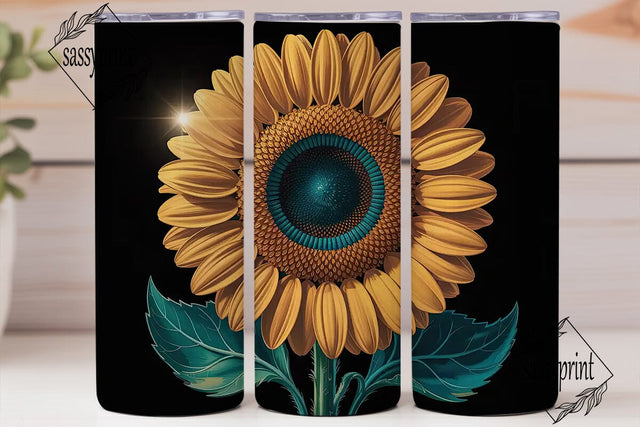 3D Sunflower Tumbler Wrap Sublimation sassyprint 