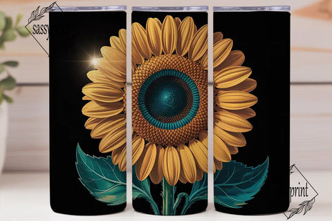 3D Sunflower Tumbler Wrap Sublimation sassyprint 