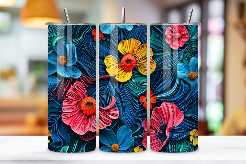 3D Surreal Bloom Tumbler Wrap | Seamless Tumbler Wrap Sublimation FloridPrintables 
