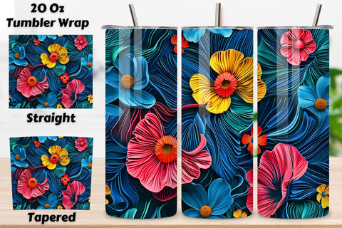 3D Surreal Bloom Tumbler Wrap | Seamless Tumbler Wrap Sublimation FloridPrintables 