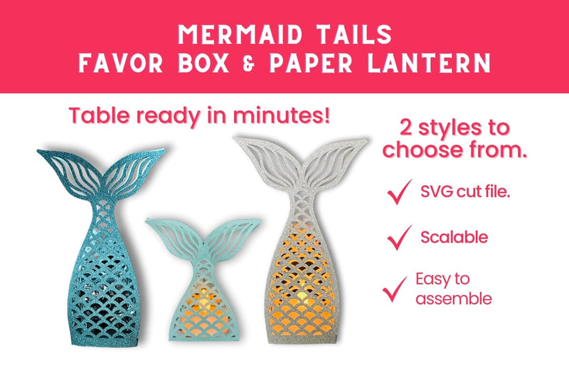 3D SVG Mermaid Tail Favor Box & Tealight SVG Dots-A-Lot 