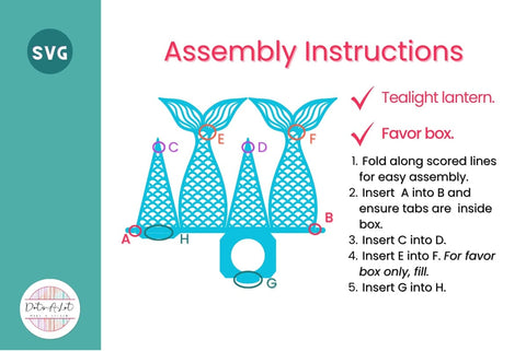 3D SVG Mermaid Tail Favor Box & Tealight SVG Dots-A-Lot 