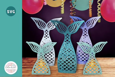 3D SVG Mermaid Tail Favor Box & Tealight SVG Dots-A-Lot 