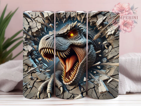 3D T-rex Dinosaur 20oz Tumbler Wrap, T-Rex Tumbler, Dinosaur Wrap, 20oz Sublimation, Cute T-Rex Mug, Jurassic Tumbler, Kids Drinkware, Personalized T-Rex Sublimation Li Zamperini 