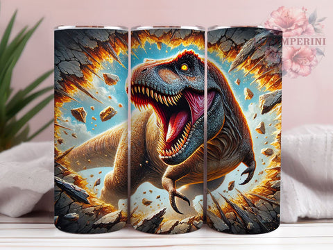 3D T-rex Dinosaur 20oz Tumbler Wrap, T-Rex Tumbler, Dinosaur Wrap, 20oz Sublimation, Cute T-Rex Mug, Jurassic Tumbler, Kids Drinkware, Personalized T-Rex Sublimation Li Zamperini 