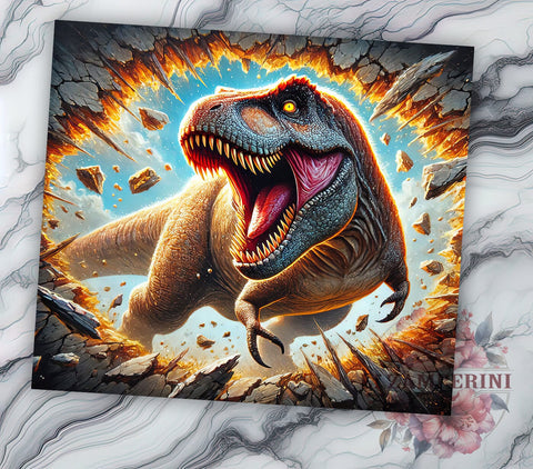 3D T-rex Dinosaur 20oz Tumbler Wrap, T-Rex Tumbler, Dinosaur Wrap, 20oz Sublimation, Cute T-Rex Mug, Jurassic Tumbler, Kids Drinkware, Personalized T-Rex Sublimation Li Zamperini 
