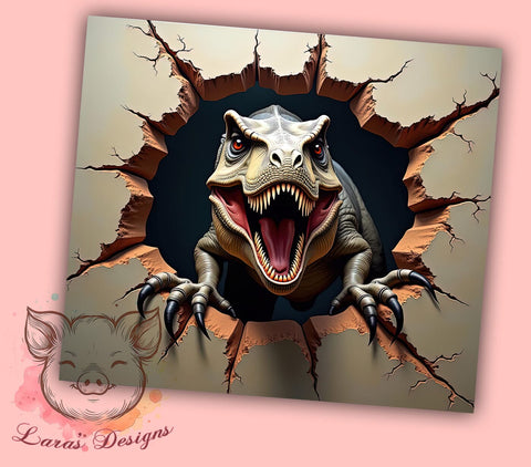 3D T-Rex Dinosaur Cute Jurassic Kids Tumbler Wrap, Dinosaur Tumbler Wrap, 20oz Dino Drinkware, T-Rex Sublimation, Kids Dinosaur Gifts, Cute T-Rex Design, Jurassic Tumbler Sublimation Lara' s Designs 