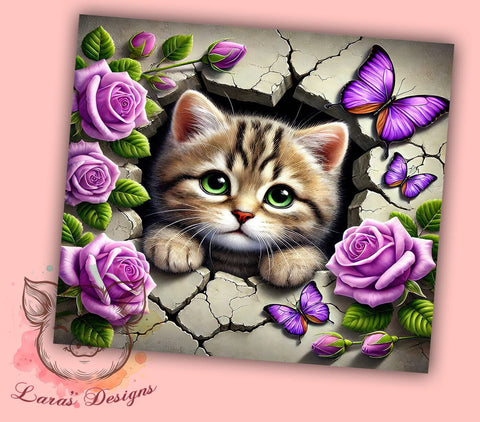 3D Tabby Cat Lover Cute Pet Owner Tumbler Wrap, Cat Lover Gifts, 20oz Tumbler Wrap, Animal Sublimation, Cute Cat Drinkware, Tabby Cat Design, Pet Owner Tumbler Sublimation Lara' s Designs 