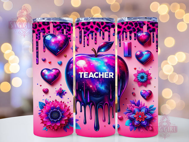 3D Teacher 20oz Tumbler Wrap Sublimation Design, Straight Tapered Tumbler Wrap, Teacher Life Tumbler Png, Instant Digital Download Sublimation SvggirlplusArt 