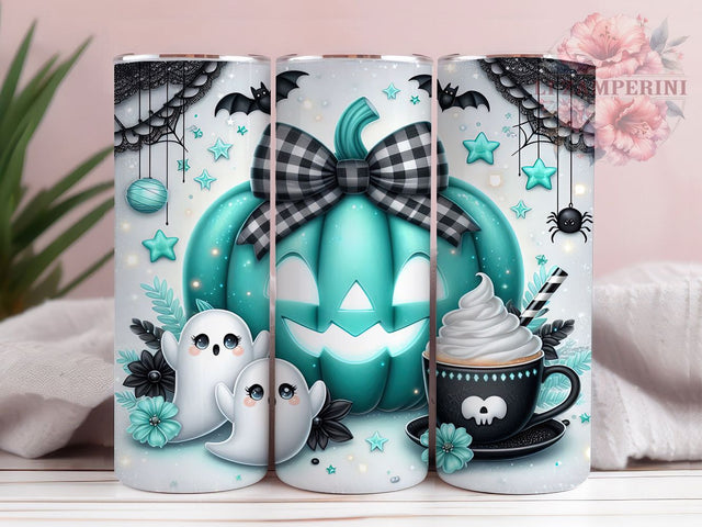 3D Teal Pumpkin Cute Ghost Halloween Tumbler, Cute Ghost Boo Cup Wrap, 20Oz Sublimation Design, Halloween Teal Pumpkin Drinkware, Spooky Cute Coffee Cup, Autumn Ghost Tumbler, Boo Halloween Mug Sublimation Li Zamperini 